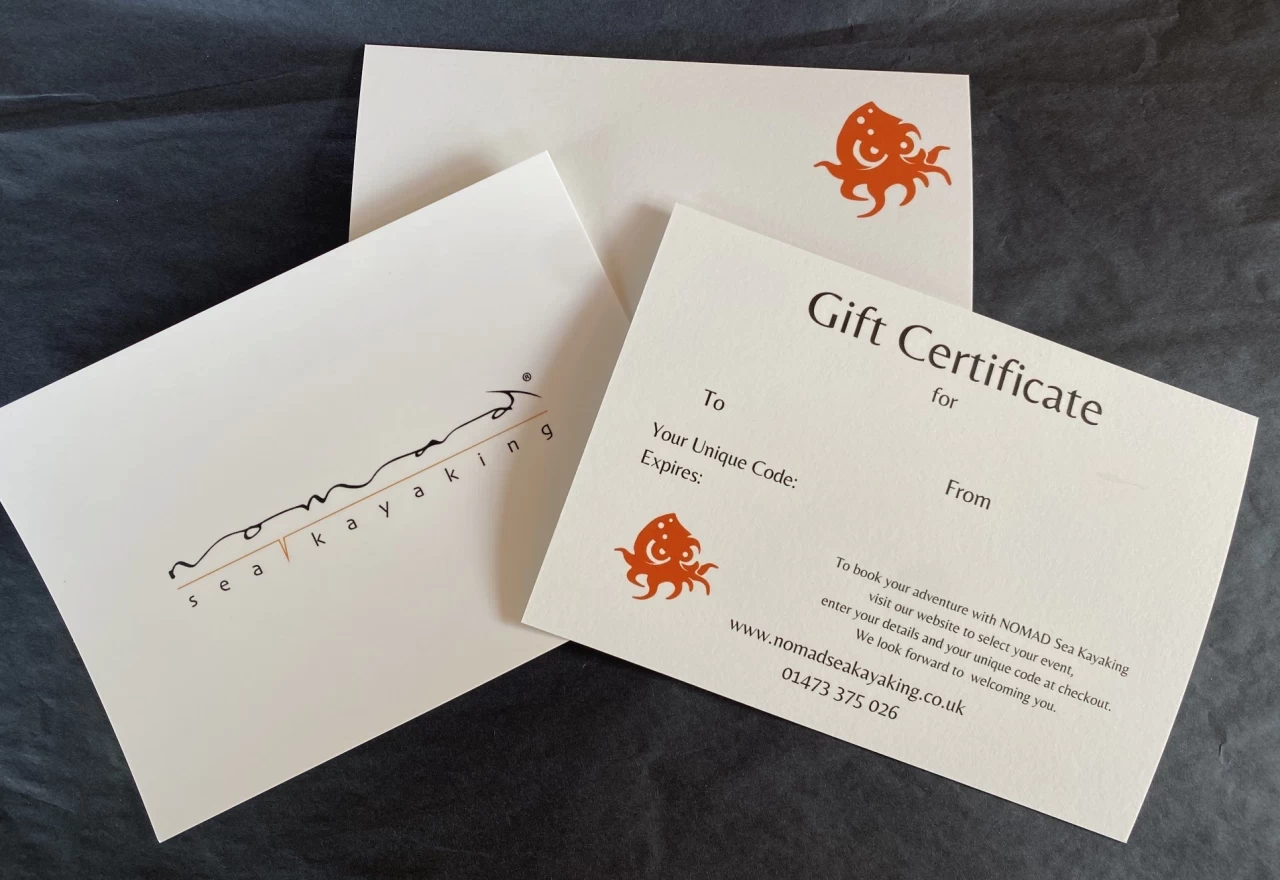 Gift Vouchers for every course or singular monetary value with NOMAD Sea Kayaking.